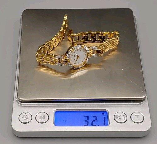Bulova Uhr echt Diamant 98R06 Damen rund gold 23mm Swiss 4 Jewel Neu mit Etikett Vintage - Bild 13 von 16