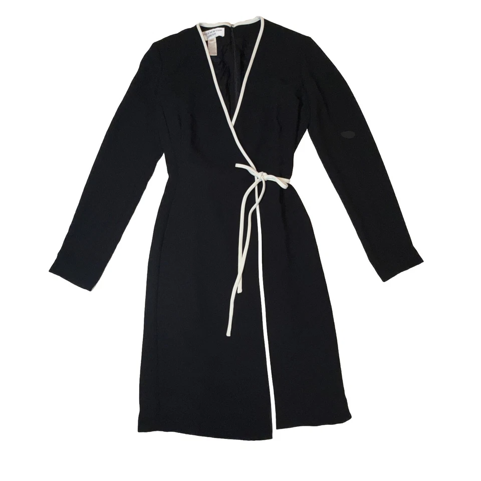 Jones New York Little Black 90’s Faux Wrap Cocktail Dress Women’s Size 6 Vintage - Image 4 of 4