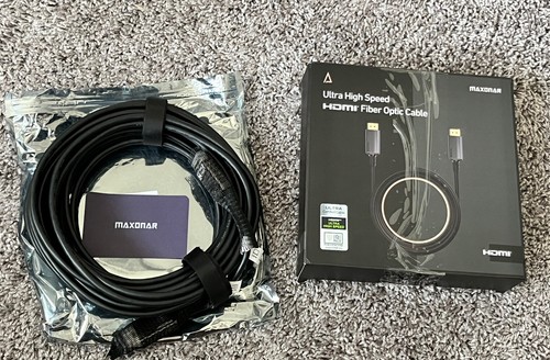 Maxonar Ultra High Speed HDMI Glasfaserkabel 30 Fuß neu offene Box kostenloser Versand