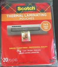 Scotch Photo size thermal laminating pouches, 5 mil,  20/pack, 3 x 5 photo size.