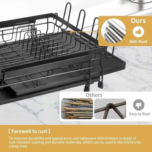 Large Extendable Dish Drying Rack,Multifunctional Dish Rack with Drainage Spout - Picture 5 of 5