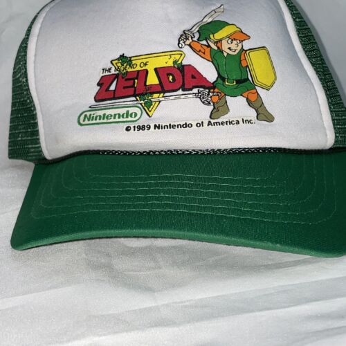 Vintage 1989 Nintendo The Legend of Zelda Link Mesh Truckers Cap Hat Green White - Picture 17 of 19