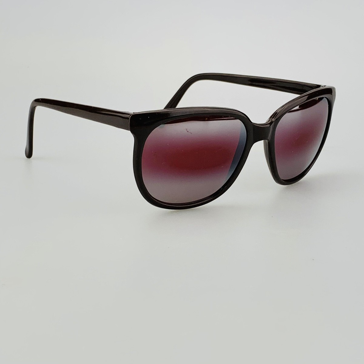Vintage Royal Sunglasses Brown Mirrored Red Lens Square 80s