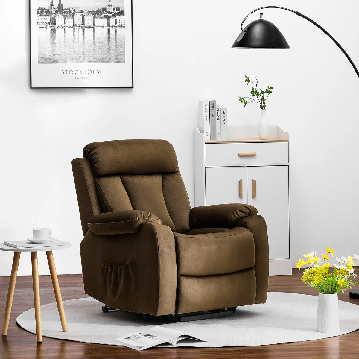 Electric riser recliner sofa hot sale