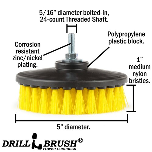 Drill Brush - Commercial Cleaners - Medium Yellow - Carpet Brush for DA Polisher - Bild 5 von 6