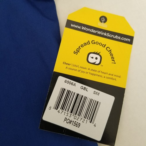 WonderWink Origins Scrub Top Womens Small Blue Short Sleeve V-Neck Pockets New - Picture 4 of 8