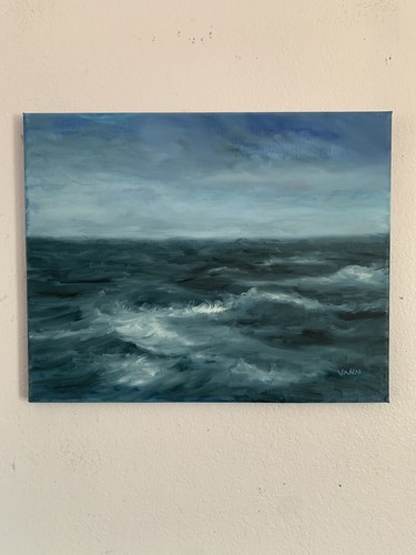 “HIGH SEAS” New Original Oil Painting by Gina Vann LARGE Ocean Storm Unframed - Picture 2 of 10