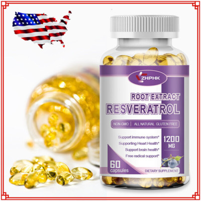 Resveratrol 1200mg 60 Capsules - Boost Immunity Anti aging Antioxidant