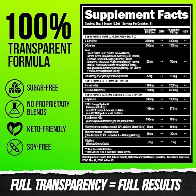 Alpha Lion SUPERHUMAN EXTREME PreWorkout Formula HULK JUICE [EXPJAN