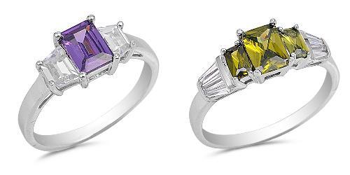 Nuevo anillo rectangular de plata esterlina .925 banda de compromiso de boda - Imagen 1 de 7