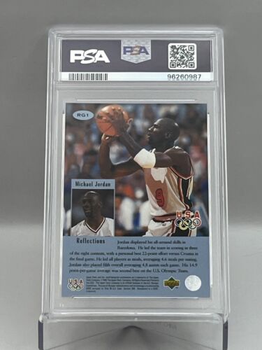 1996 UPPER DECK U.S.A OLYMPICARD REFLECTIONS OF GOLD #RG1 MICHAEL JORDAN PSA 8 - Picture 9 of 10