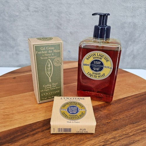 L'Occitane Bundle Set of 3 Verbena Liquid Bar Soap Hand Cream Gel New EXPIRED 20