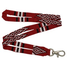 Brown Black White Seed Beaded Handmade Lanyard Id Holder