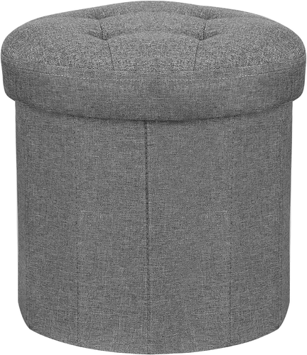 New Round Ottoman with Storage, Folding Footstool, Glam Living Room/Bedroom - Picture 11 of 12