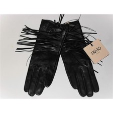 LIU JO BLACK LEATHER FRINGE GLOVES