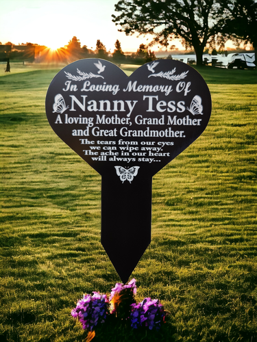 Grave side marker plaque memorial engraved heart Ornament stake memory - Picture 4 of 18