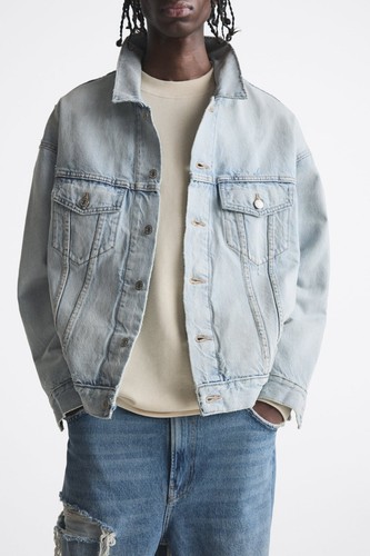 Zara RELAXED CROPPED DENIM JACKET- L - Picture 3 of 6