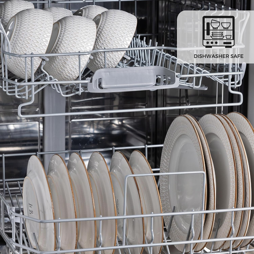 Ceramic Dinnerware Sets, Embossed Elegant Stoneware Plates and Bowls Sets, House - Picture 7 of 8