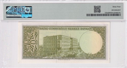 Turkey, 2 1/2 Lira, 1960, UNC, p153a - Picture 2 of 2