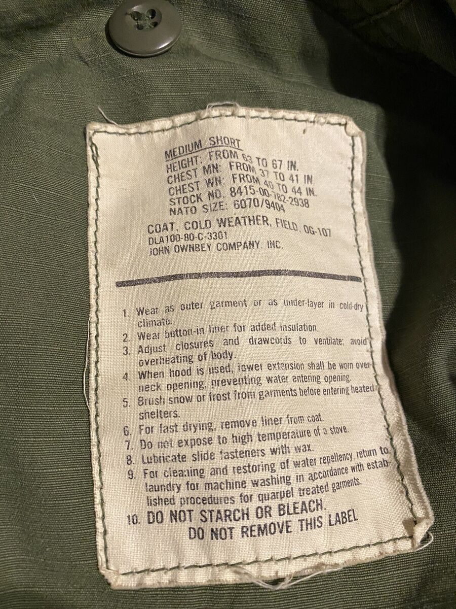 USA John Ownbey Military OG-107 Cold Weather Field Coat USA John Ownbey Military OG-107 Cold Weather Field Coat