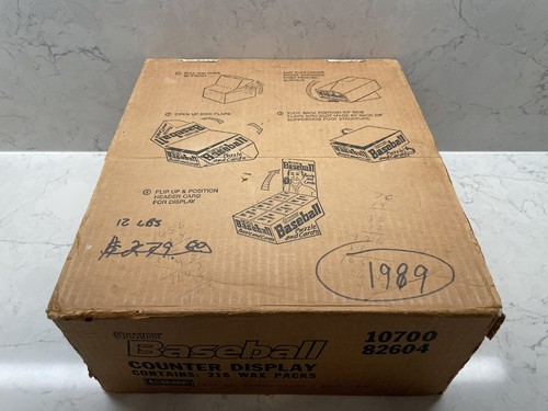 1989 Donruss Counter Display Case with 210 Packs With Stickers - Box Is Stained - Picture 2 of 10