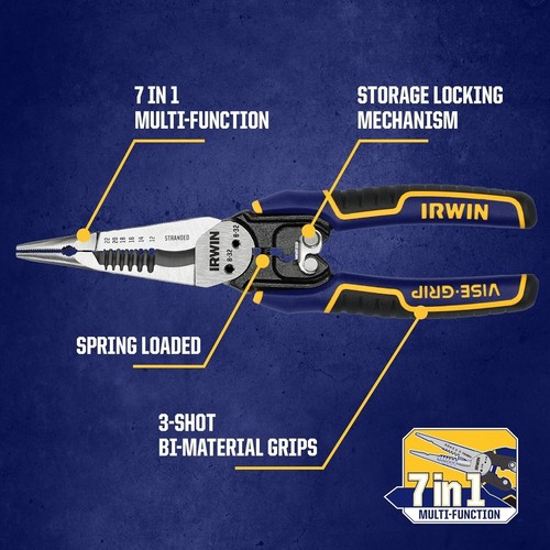 NEU IRWIN SCHRAUBSTOCK GRIP IWHT84002 MULTIFUNKTION 7 IN 1 DRAHT ABISOLIERER SCHNEIDER CRIMPER - Bild 3 von 4