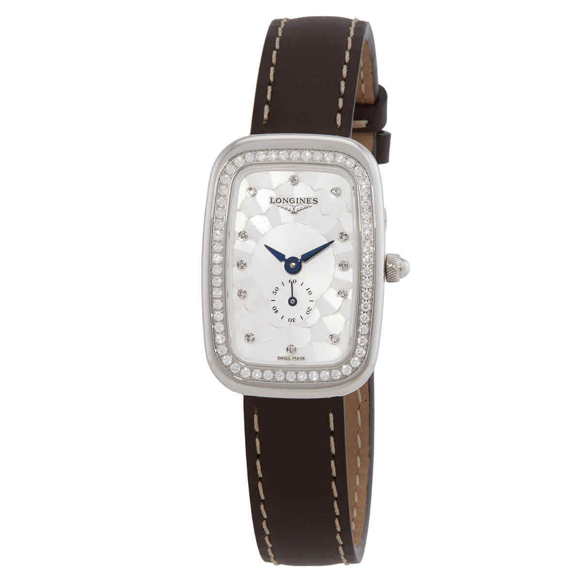 Женские часы Longines Equestrian с кварцевым бриллиантовым серебряным циферблатом L6.141.0.77.2