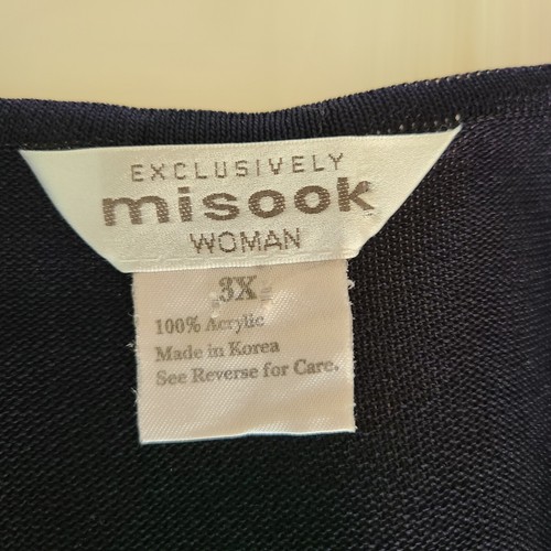 Exclusively MISOOK Women Plus Sx Tank Top 3X Acrylic Knit Solid Navy Blue Sheer - Picture 12 of 12