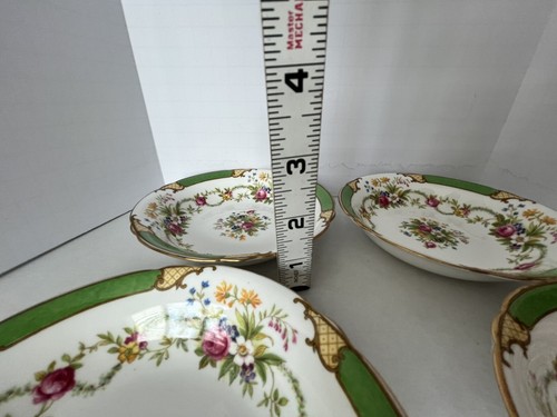 Shelley Dubarry Green Fruit Dessert Bowls, Set 4 Floral 5 3/8” NICE! - Picture 9 of 9