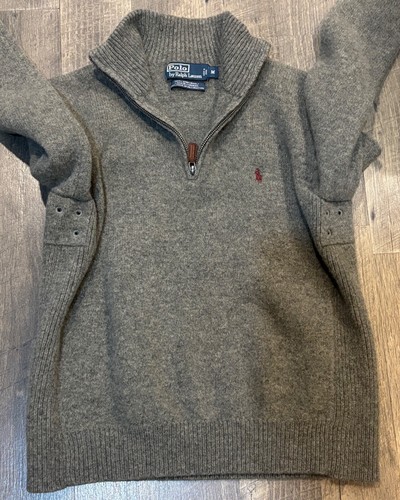 Suéter De Colección Polo Ralph Lauren Gris Medio CORDEROS Lana Cuello Redondo Suéter Cálido - Imagen 3 de 6