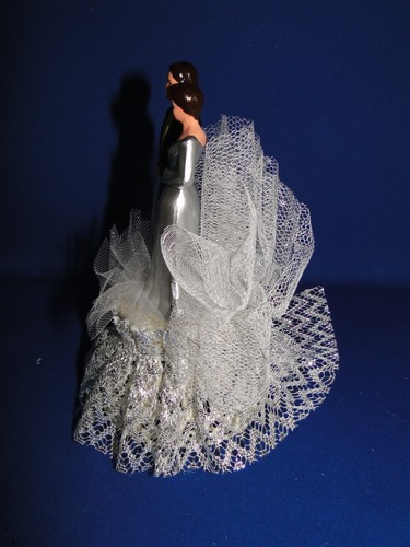 New 25th Wedding Anniversary Couple Caketopper with Bride & Groom in Silver #35 - Picture 2 of 5