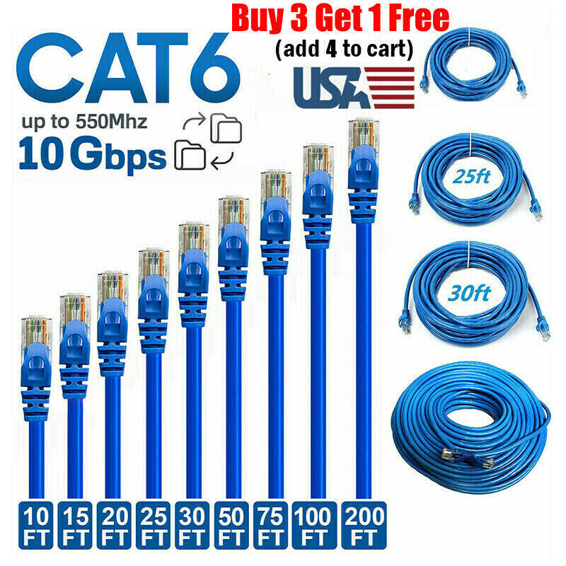 CAT 6 Ethernet Patch Cable LAN Network Internet Modem Router RJ45 Cord Wire Lot