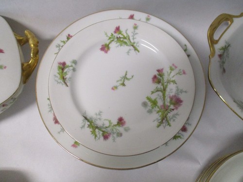 Limoges France 55 Piece China Set, Thistle Flower, B&C, Elite, Fleur de Lis Mark - Picture 4 of 9