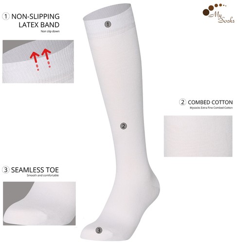 Mysocks Calze Unisex Al Ginocchio Tinta Unita, Cotone Pettinato, Punta Senza Cuciture - Foto 42 di 68