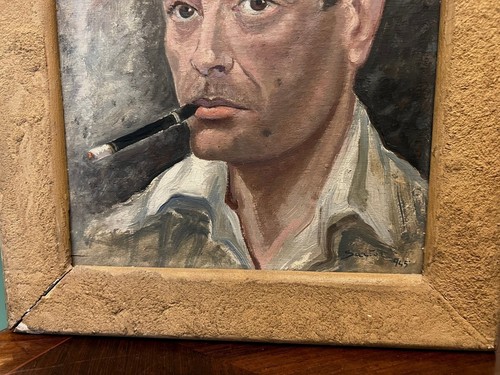 1945 Italian Oil Painting Male Portrait Signed Vito Sartor? Mid-Century Modern - Picture 2 of 8