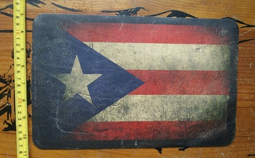 LARGE ALL 100% LEATHER VTG PUERTO RICAN FLAG MOTORCYCLE LEATHER PATCH - Bild 3 von 6
