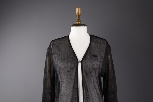 Women FENDI Black Sheer Mesh Long Sleeve Cardigan Sweater Size 40/42 - Picture 2 of 9