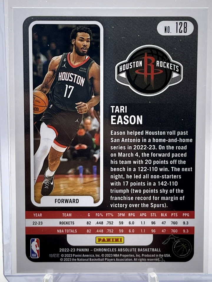 2022-23 Panini Chronicles Absolute Basketball Tari Eason Red RC 91/149, #128 - Image 2 of 2