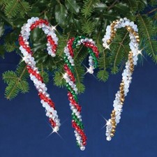 Nostalgic Christmas Beaded Crystal Ornaments Kit Crystal Candy Canes Kit Makes 3
