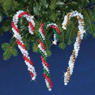 Nostalgic Christmas Beaded Crystal Ornaments Kit Crystal Candy Canes Kit Makes 3