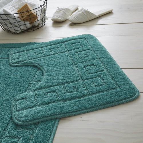 Juego de pedestales de alfombrilla de baño de 2 piezas Jacquard absorbente de agua antideslizante baño inodoro - Imagen 44 de 46