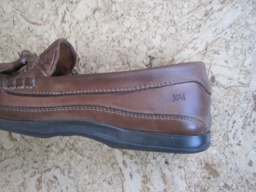Johnston & Murphy Shoes Sz 11.5 Brown Woven Leather Slip-On Tassel Loafers - Picture 5 of 12