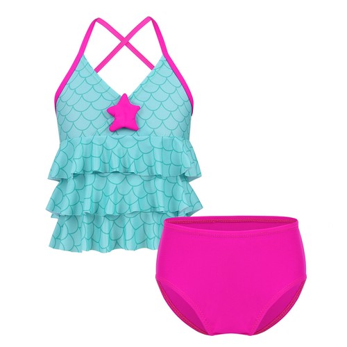 Girls Tankini Swimsuit Swimwear Bathing Suit Rashguard Costumes Swimming Wear - Picture 17 of 36