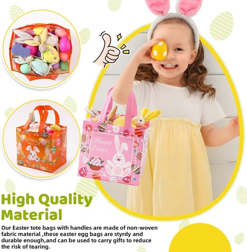 Eco-Friendly 36-Piece Easter Gift Bags - Adorable Rabbit Design & Waterproof - Picture 5 of 10