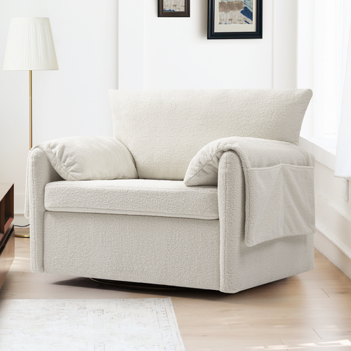 Oversized Swivel Armchair - Modern Swivel Accent Chair & Single Sofa Lounge,Comf - Picture 6 of 12