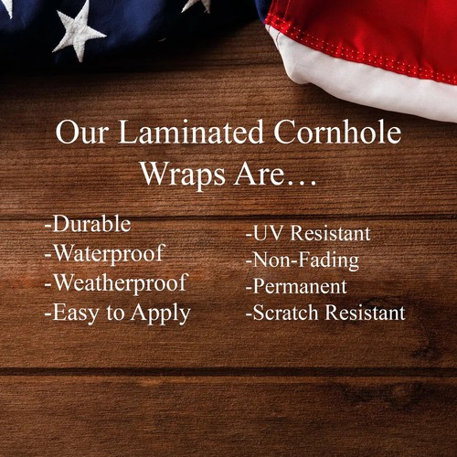 WATERPROOF & FADEPROOF Cornhole Board Wraps  /  Grungy Classic USA Flag - Picture 3 of 3
