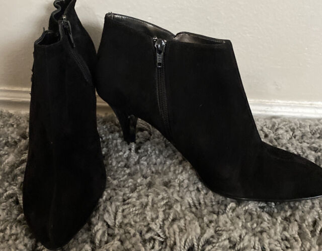 Worthington Womens Black Leather Pointed Toe Slim Heel Ankle Boots Size 9M Worthington Womens Black Leather Pointed Toe Slim Heel Ankle Boots Size 9M