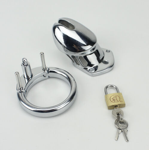 Steel Plated Male Chastity Device Cock Cage Penis Locking Tube Cage 3 Styles - Picture 21 of 22