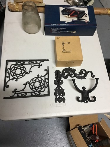 NOS Vintage Iron Art Cast Iron Wall Art Wall Plant Hanger And Shelf Brackets - Picture 2 of 7