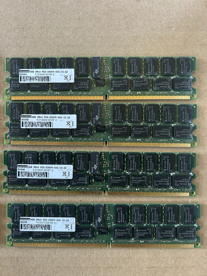 Lote de 8 (32GB) PC2-5300P 4GB 2Rx4 Memoria RAM 8x4GB Dataram Mac Pro Foto 3 de 4